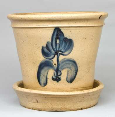 Maine Stoneware Cobalt-Decorated Flowerpot