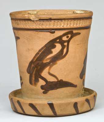 New York Stoneware Tanware Flowerpot with Birds Decoration