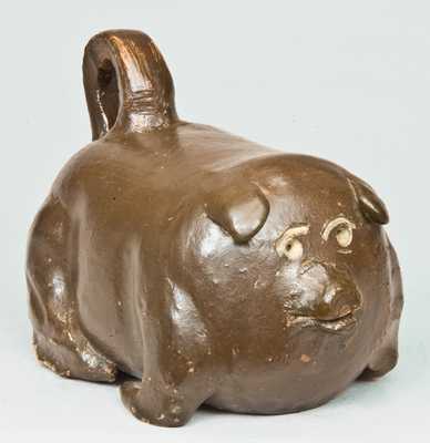 Stoneware Pig Flask, Dated 1889