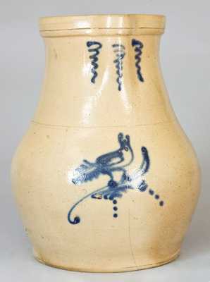 NY Stoneware Pitcher with Cobalt Bird Decoration