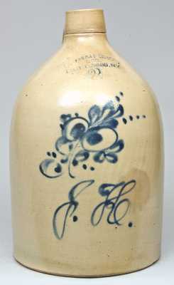 OTTMAN BRO'S. & CO. / FORT EDWARD, N.Y. Stoneware Jug with Floral Dec. and Initials