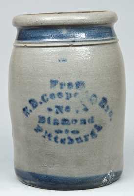 From / W.D. Cooper & Bro. / No. 7 / Diamond / Pittsburgh Stoneware Crock