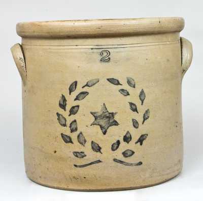 2 Gal. Stenciled Wreath and Star Stoneware Crock