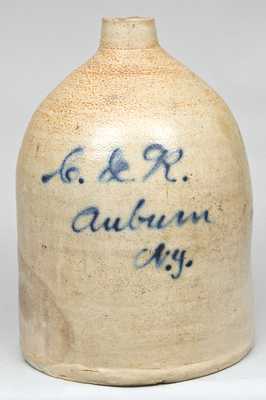 Auburn, NY Advertising Stoneware Jug by J. FISHER / LYONS, NY