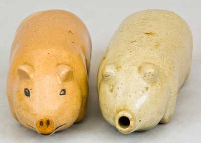 Lot of 2: Stoneware Pig Flasks