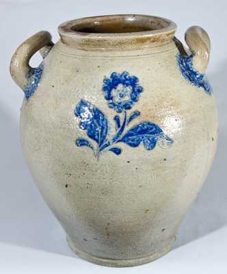 Open-Handled Stoneware Jar with Incised Floral Decoration, prob. NY State