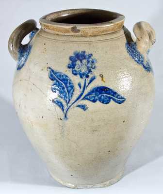 Open-Handled Stoneware Jar with Incised Floral Decoration, prob. NY State