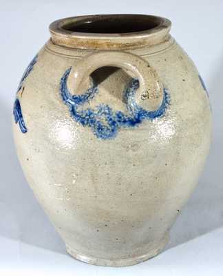 Open-Handled Stoneware Jar with Incised Floral Decoration, prob. NY State