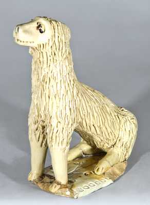 Ohio Pottery Figure of a Dog with Cream Glaze