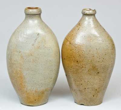 Two Salt-Glazed Stoneware Flasks, Northeastern U.S. Origin