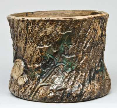 Stoneware Stump Planter, att. F.B. Norton, Worcester, Mass