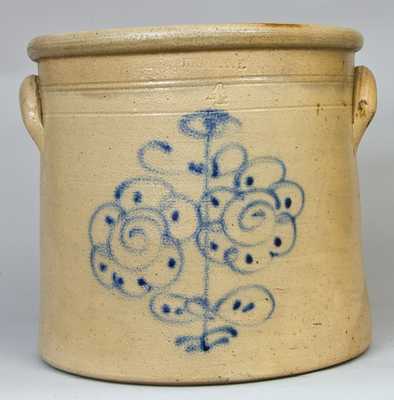 "ITHACA, N.Y." Stoneware Crock with Floral Decoration
