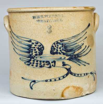 WM E. WARNER / WEST-TROY Stoneware Eagle Crock