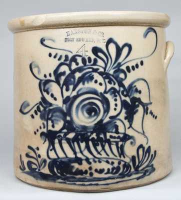 HAXSTUN & CO. / FORT EDWARD, N.Y Stoneware Crock with Flower Basket Decoration