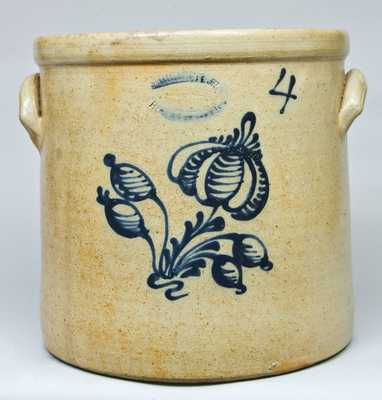 J. BURGER, JR. / ROCHESTER, N.Y. Stoneware Crock w/ Floral Decoration