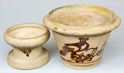 New York Stoneware Urn with Ochre Birds Decoration