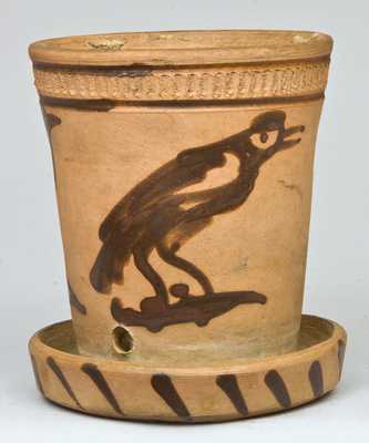 New York Stoneware Tanware Flowerpot with Birds Decoration