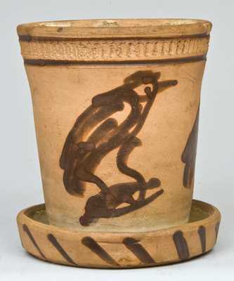 New York Stoneware Tanware Flowerpot with Birds Decoration