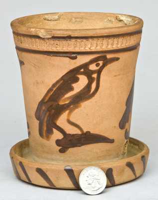 New York Stoneware Tanware Flowerpot with Birds Decoration