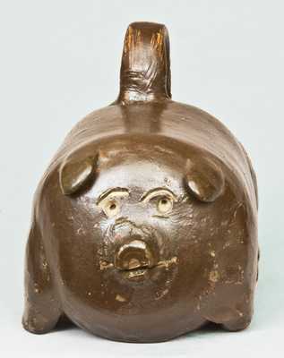 Stoneware Pig Flask, Dated 1889