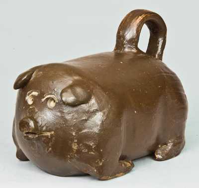 Stoneware Pig Flask, Dated 1889