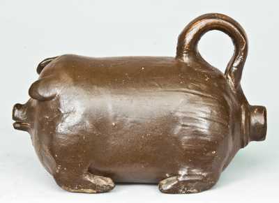 Stoneware Pig Flask, Dated 1889