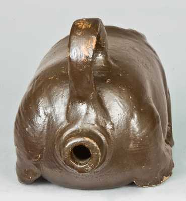 Stoneware Pig Flask, Dated 1889