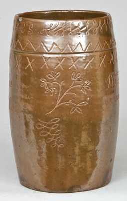 Stoneware Presentation Mug, Albany Slip, Dated 1902