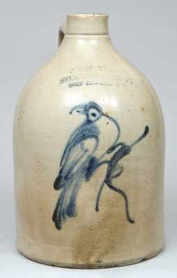 NEW YORK STONEWARE CO. / FORT EDWARD, N.Y. Stoneware Jug with Bird Decoration