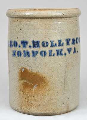 GEO. T. HOLLY & CO / NORFOLK, VA. Stoneware Crock