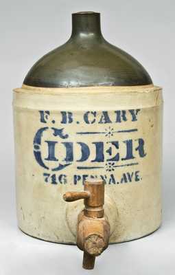 F.B. CARY / CIDER / 716 PENNA. AVE Baltimore Stoneware Jug Water Cooler