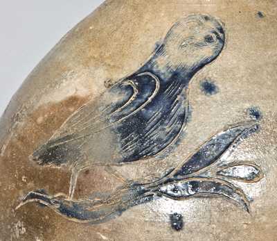 Probably Manhattan Stoneware Incised Owl Jug, possibly John Remmey III