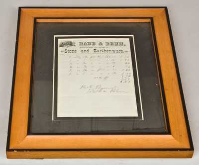 Rabb & Rehm / Bloomsburg, PA, Stoneware Billhead