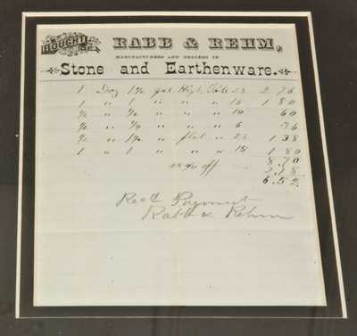 Rabb & Rehm / Bloomsburg, PA, Stoneware Billhead