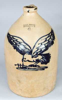 J. & E. NORTON / BENNINGTON, VT Stoneware Jug w/ Hawk Decoration