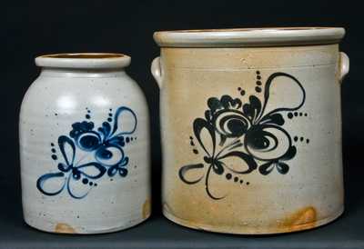 (2) Attrib. Fulper, Flemington, NJ Stoneware Crocks