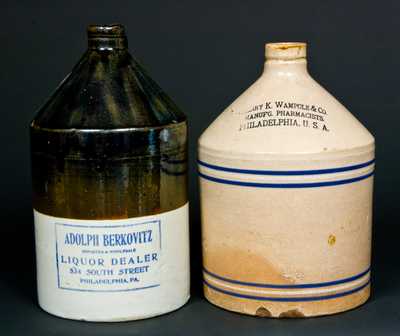 (2) Philadelphia Stoneware Advertising Jugs