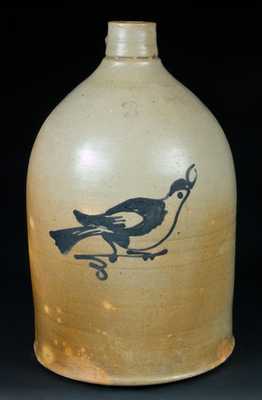 2 Gal. Stoneware Bird Decorated Jug att. Fulper