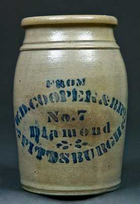 W. D. Cooper Pittsburgh, PA Stoneware Crock