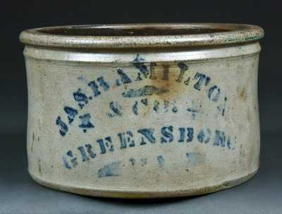 JAS. HAMILTON / & CO. / GREENSBORO / PA Stoneware Butter Crock