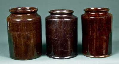 Three Glazed American Redware Jars