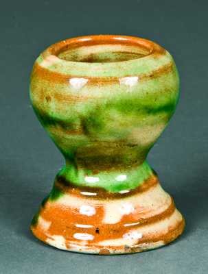 Shenandoah Valley Multi-Glazed Redware Egg Cup or Match Safe