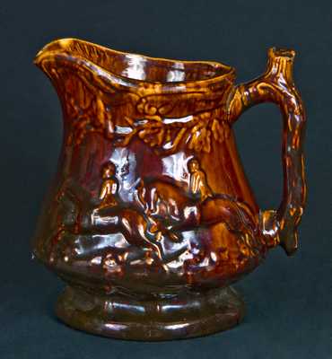 Rockingham Hunt Scene Pitcher, South Amboy, NJ origin