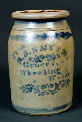 From / B.J. SMYTH. / Grocer, / Wheeling / W. VA. Stoneware Jar