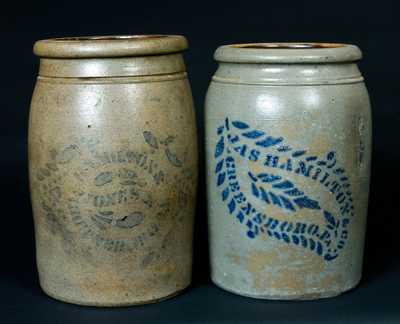 (2) Greensboro, PA Stoneware Jars