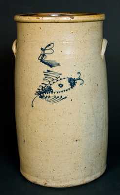 Midwestern Stoneware Churn with Fishing Lure Decoration