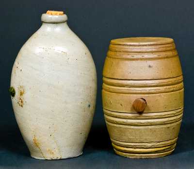 (2) Stoneware Pieces: Flask and Rundlet