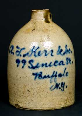 J. FISHER / LYONS, N.Y. Stoneware Jug w/ Buffalo, NY Advertising