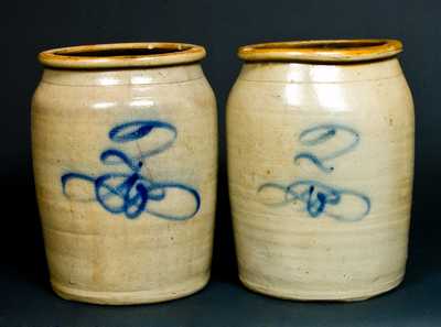 (2) Stoneware Crocks, probably E.S. & B., New Brighton, PA