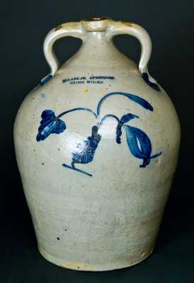 N. CLARK. JR / ATHENS. NY / GLOBE WORKS Double-handled Stoneware Jug